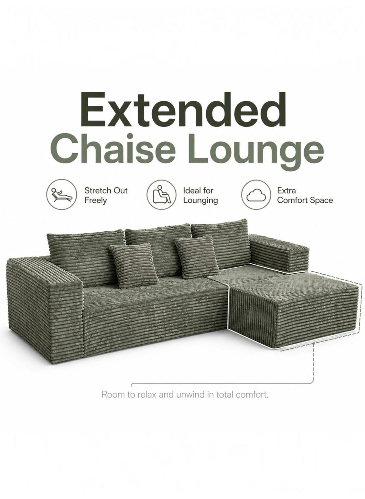 L-Shaped Modular Sectional Sofa – Green – image 6