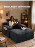 Lounge Sofa Bed, Corduroy, Dark Grey