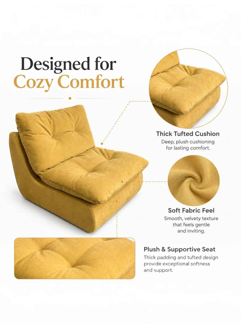 Adult Beanbag Chair – Yellow – image 4