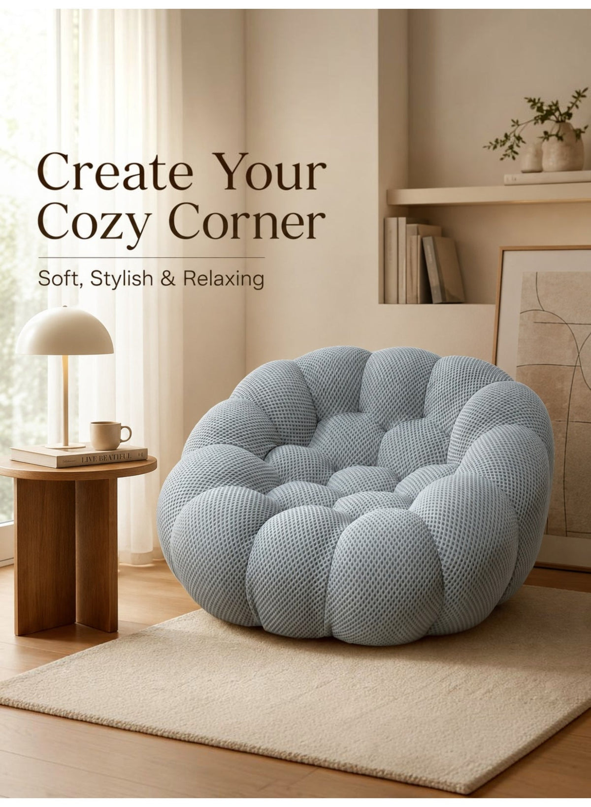 Oversized Bubble Sofa, Grey – 1-Seater