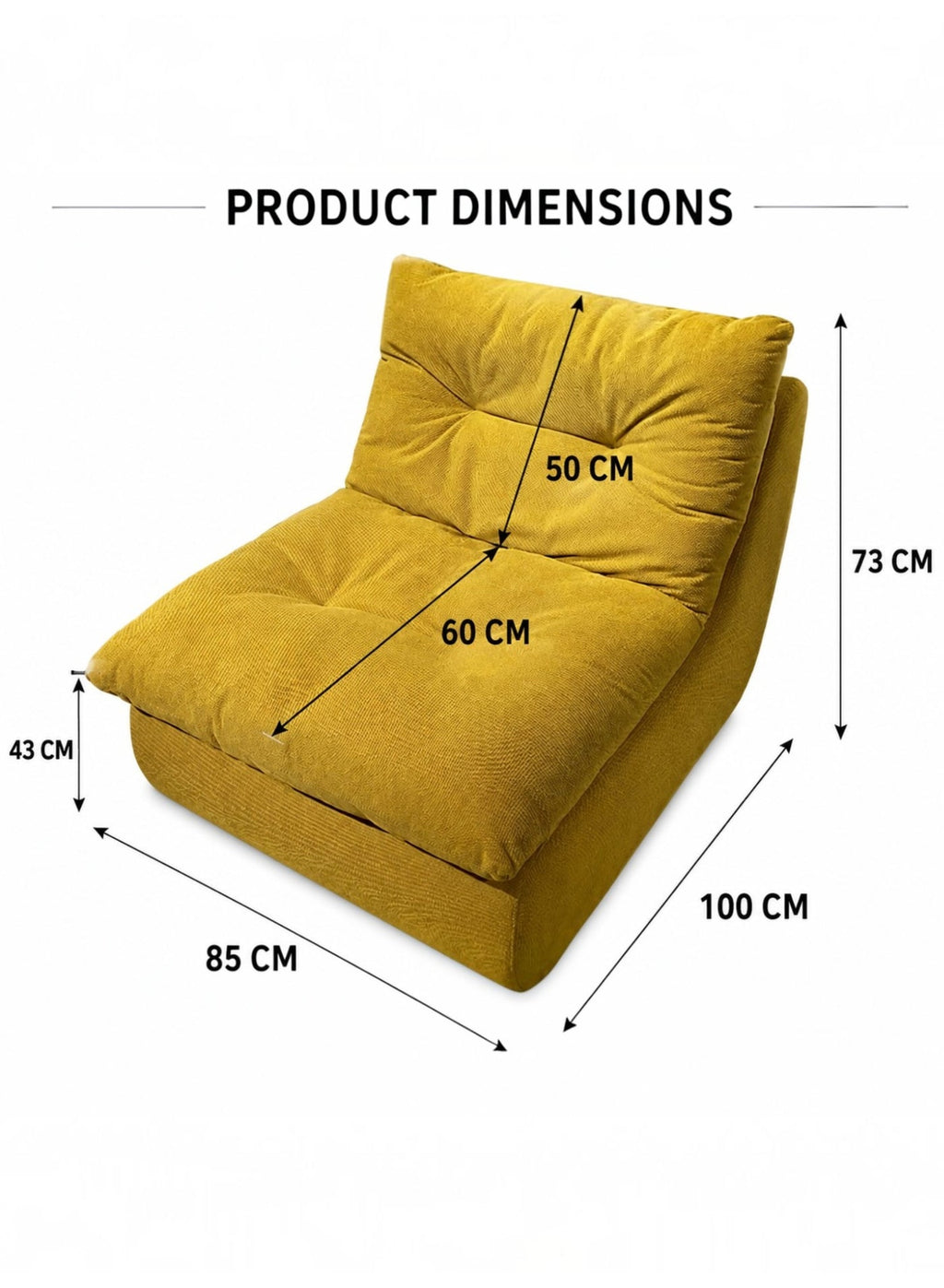 Adult Beanbag Chair – Yellow – image 8