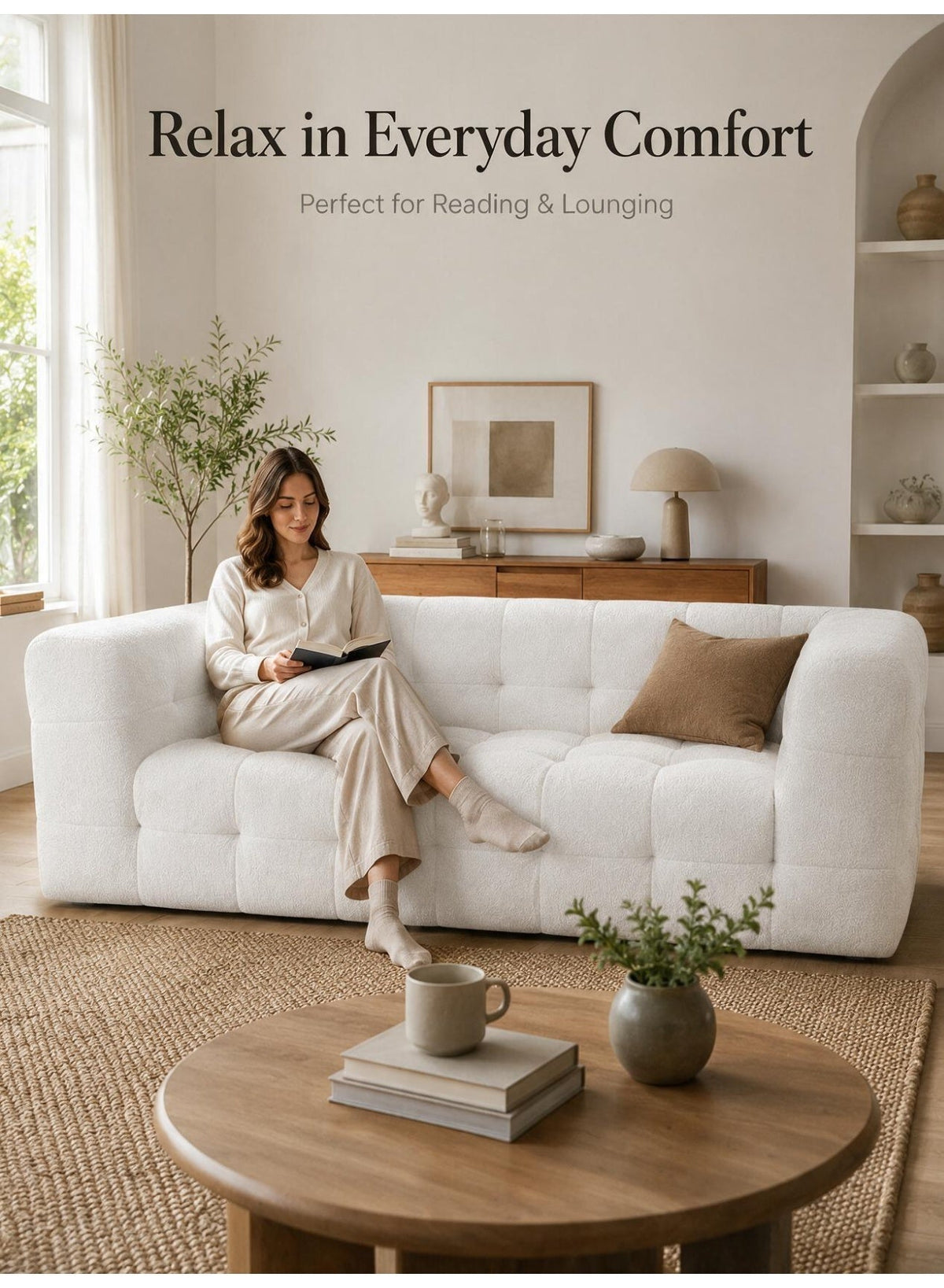 Modern Modular Sofa 200 cm – Beige