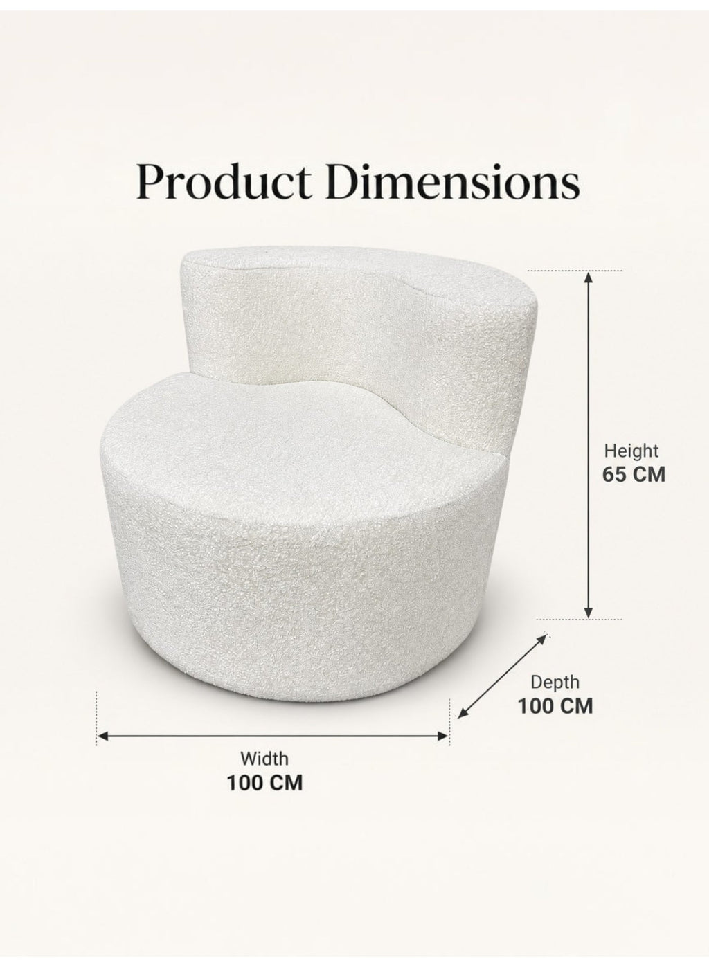 Curved Cloud Sofa, Beige – 1-Seater