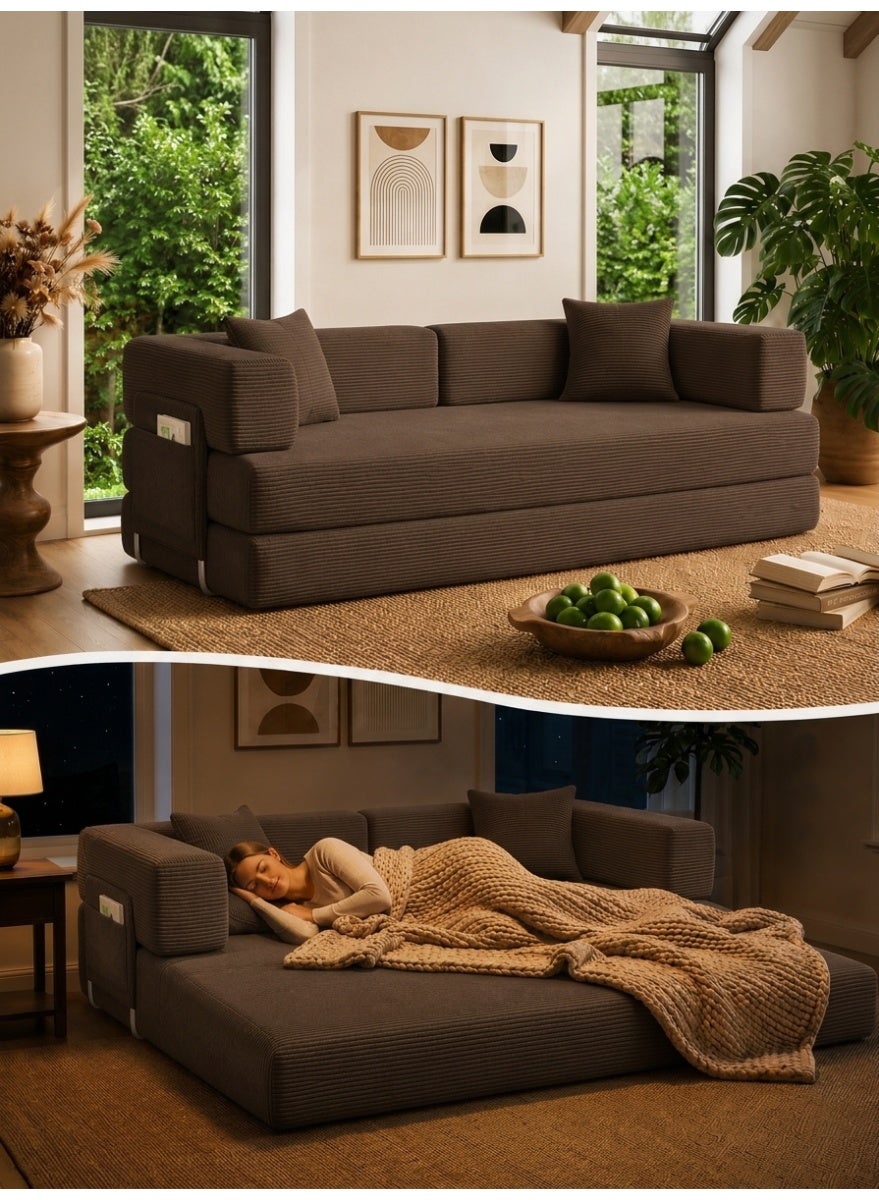 Convertible Floor Sofa Bed – Truffle Brown – image 1