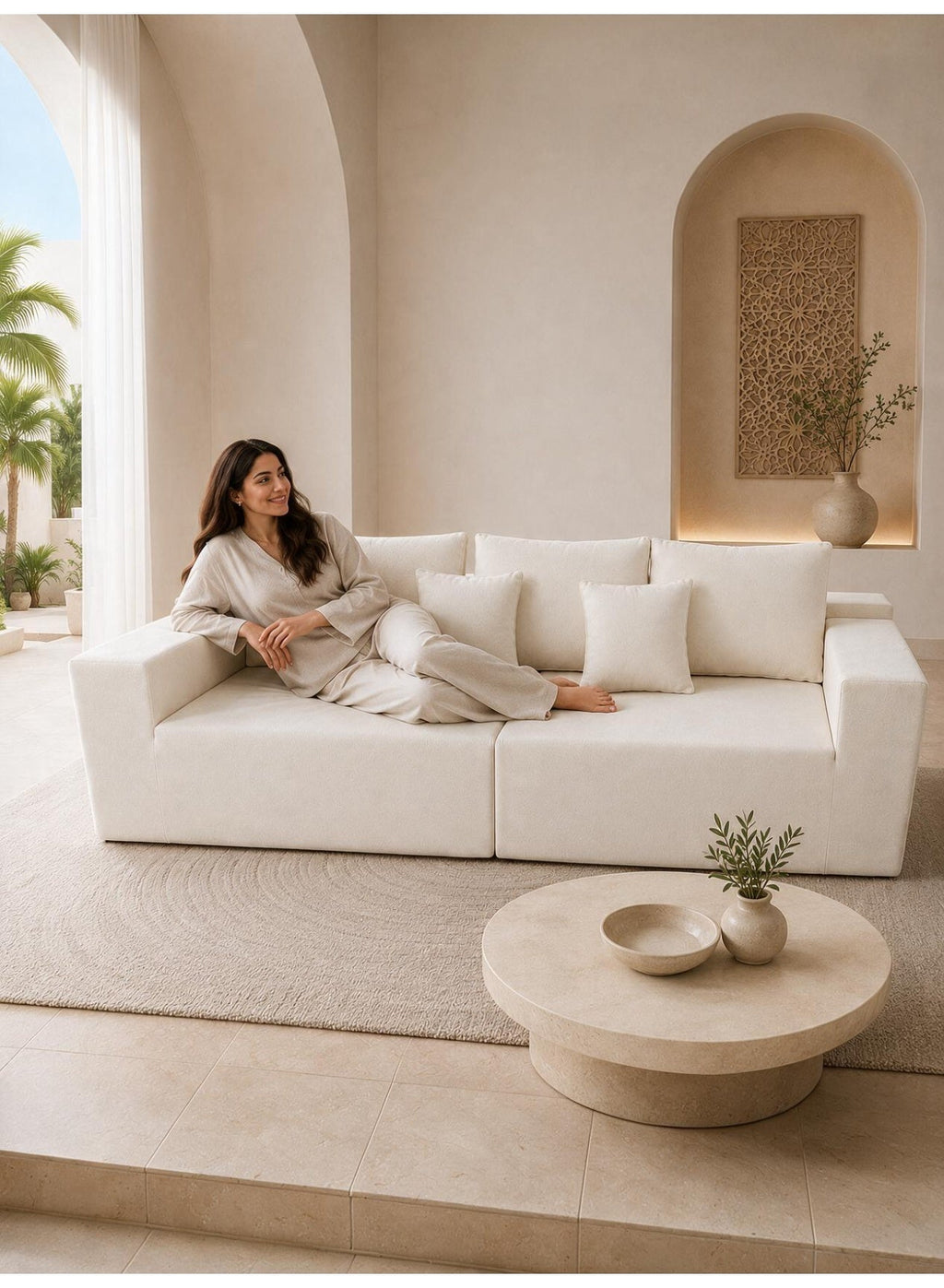Cloud Sectional Boneless Sofa with Chaise, Beige