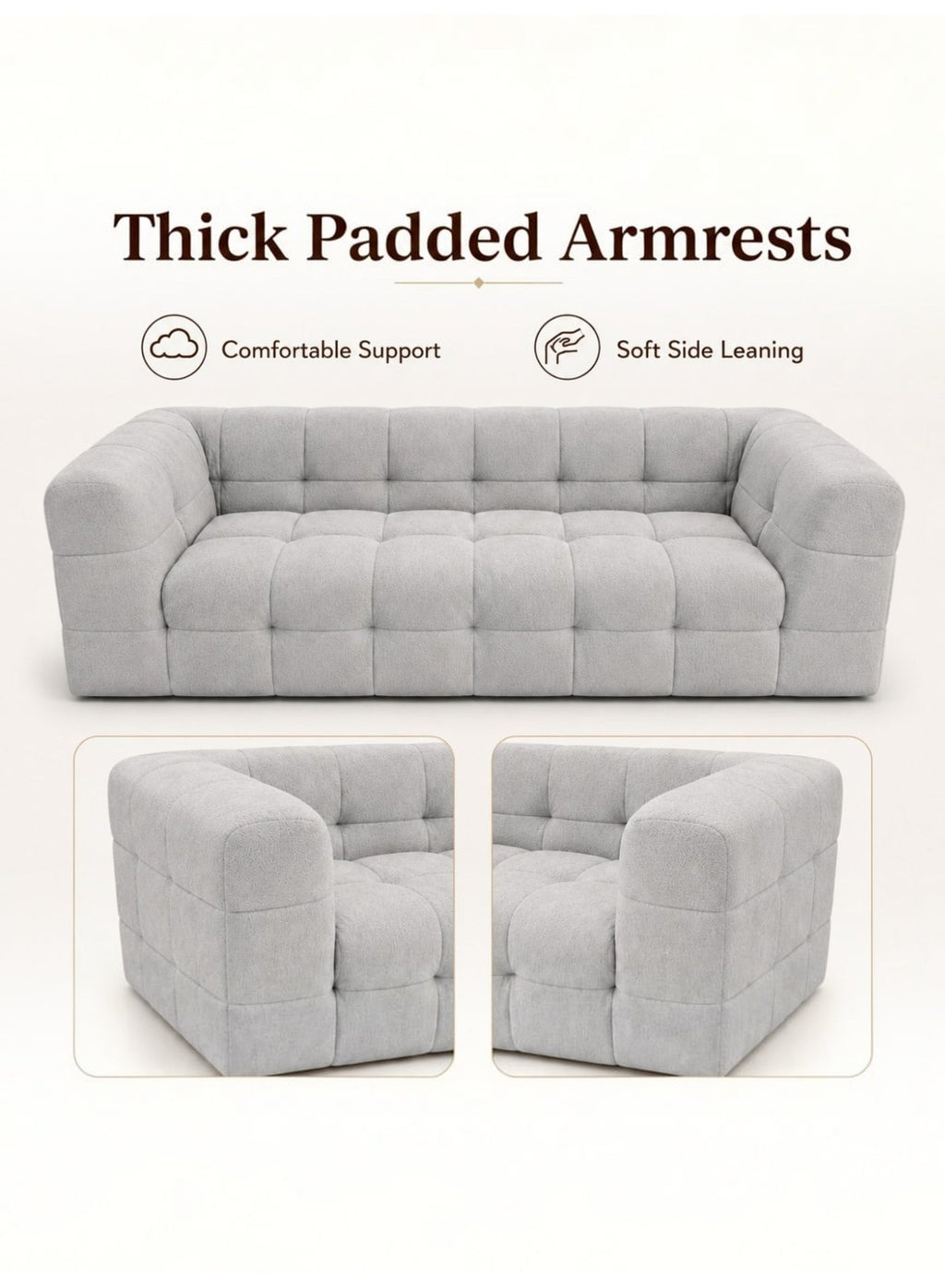 Modern Modular Sofa 200 cm – Grey