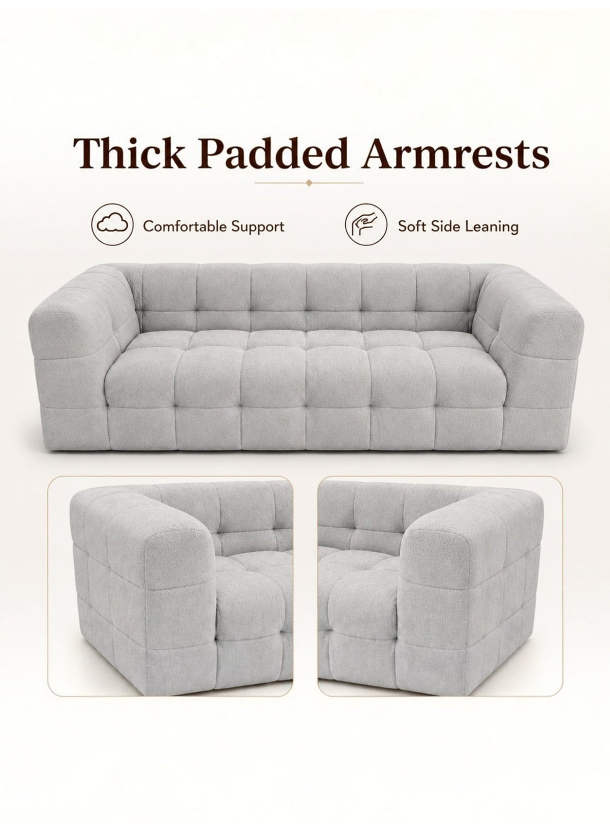 Modern Modular Sofa 200 cm – Grey
