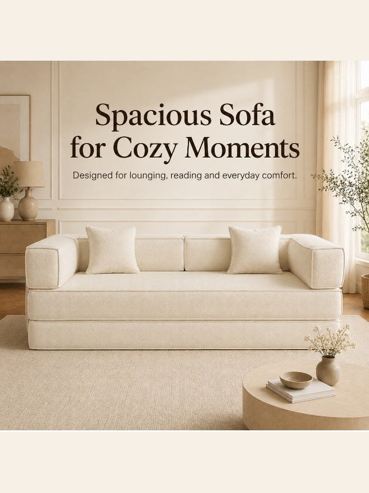 5-in-1 Convertible Sofa Bed – Beige – image 5