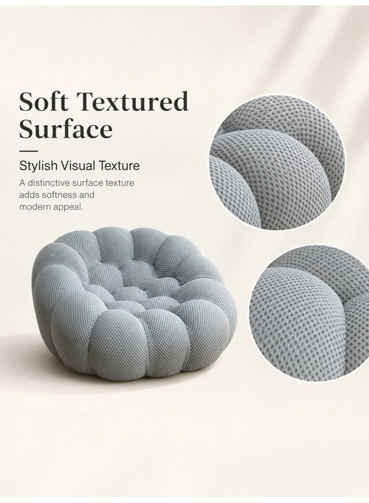 Oversized Bubble Sofa, Grey – 1-Seater
