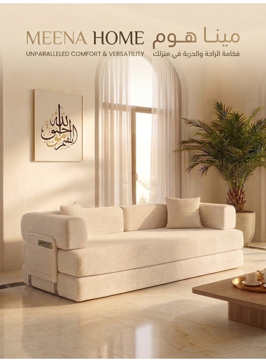 Convertible Floor Sofa Bed Pro – Vanilla White – image 1