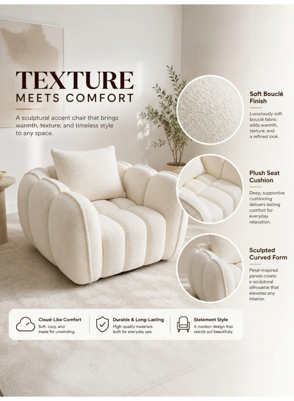Cloud Floor Sofa, Single Seater, Beige