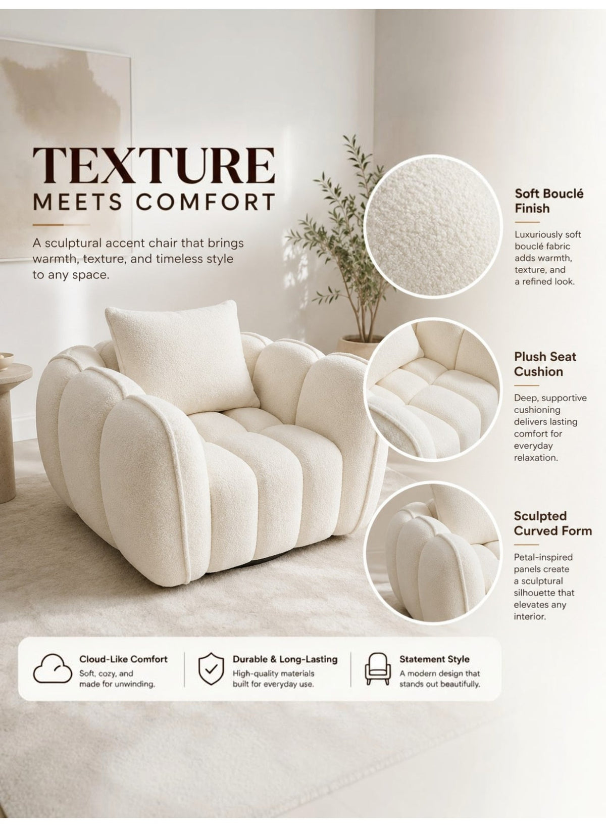Cloud Floor Sofa, Single Seater, Beige