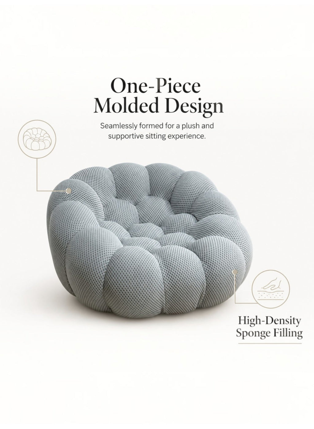 Oversized Bubble Sofa, Grey – 1-Seater