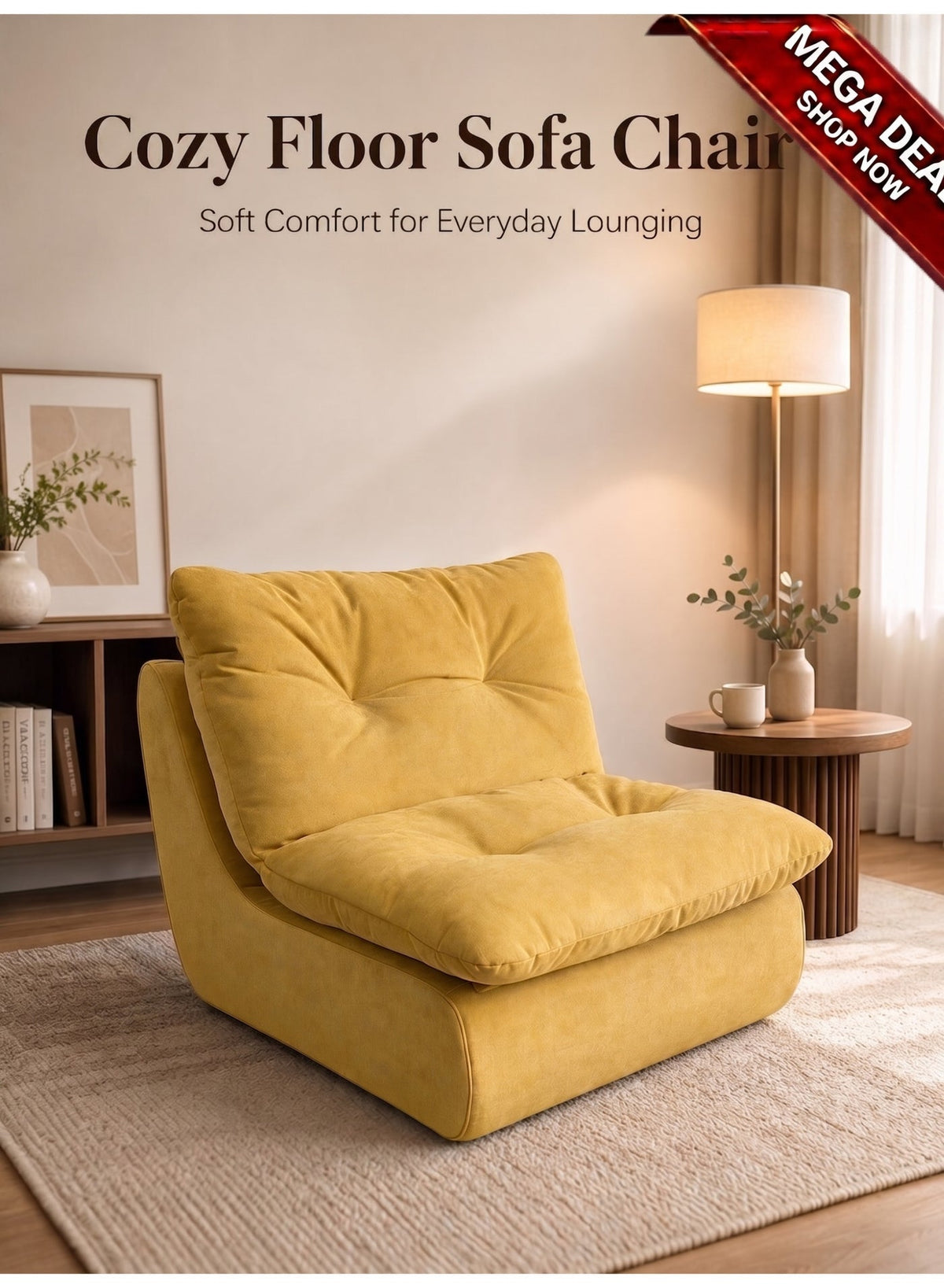 Adult Beanbag Chair – Yellow – image 1
