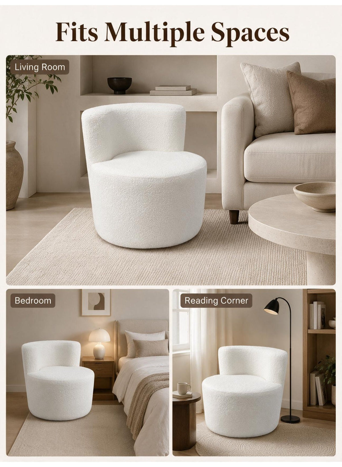 Curved Cloud Sofa, Beige – 1-Seater