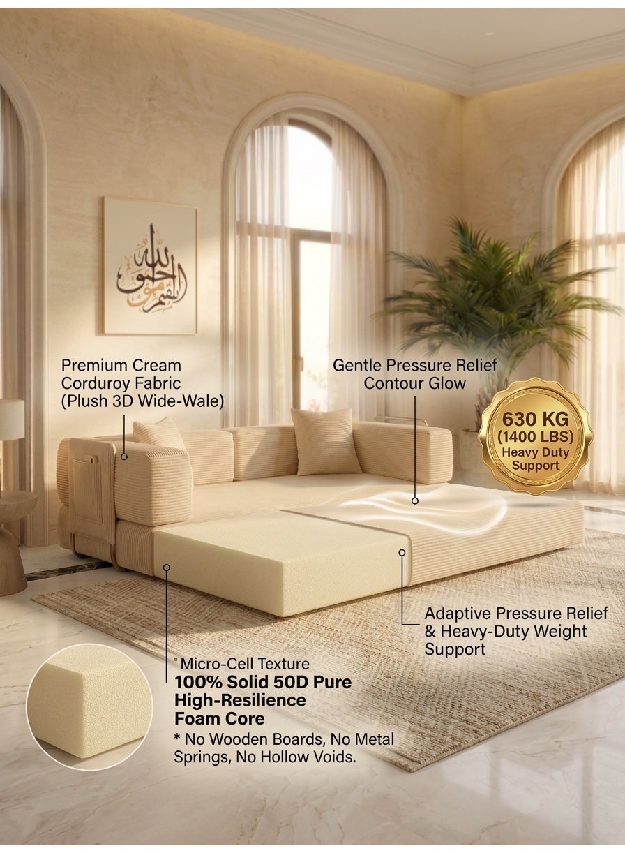 Convertible Floor Sofa Bed Pro – Vanilla White – image 11