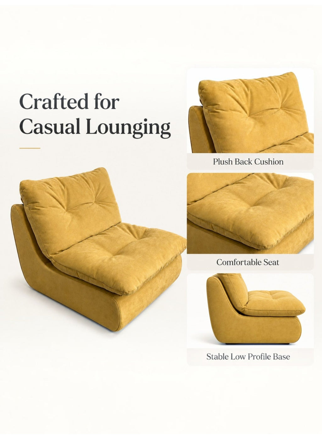 Adult Beanbag Chair – Yellow – image 6