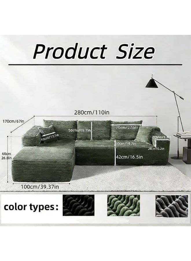 L-Shaped Modular Sectional Sofa – Green – image 8