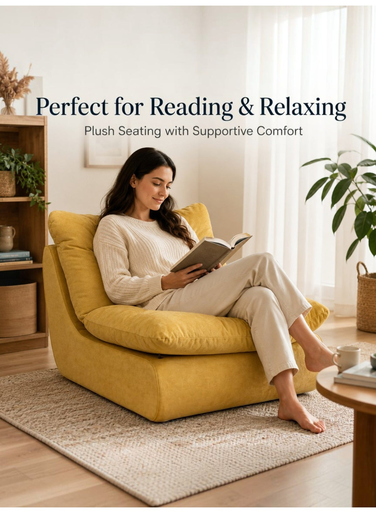 Adult Beanbag Chair – Yellow – image 2