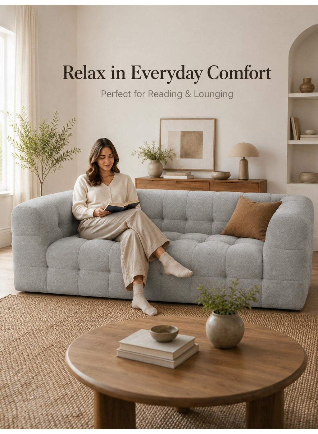 Modern Modular Sofa 200 cm – Grey