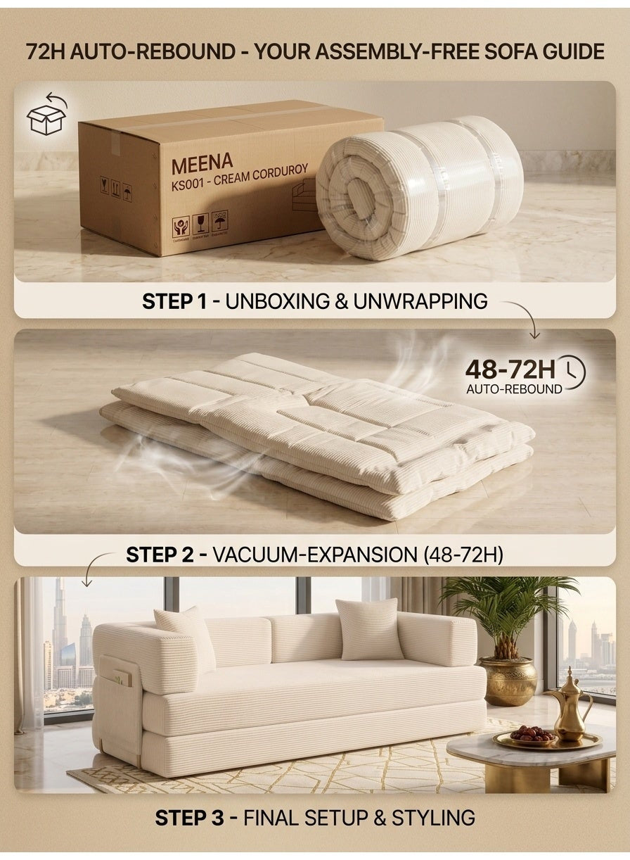 Convertible Floor Sofa Bed Pro – Vanilla White – image 12