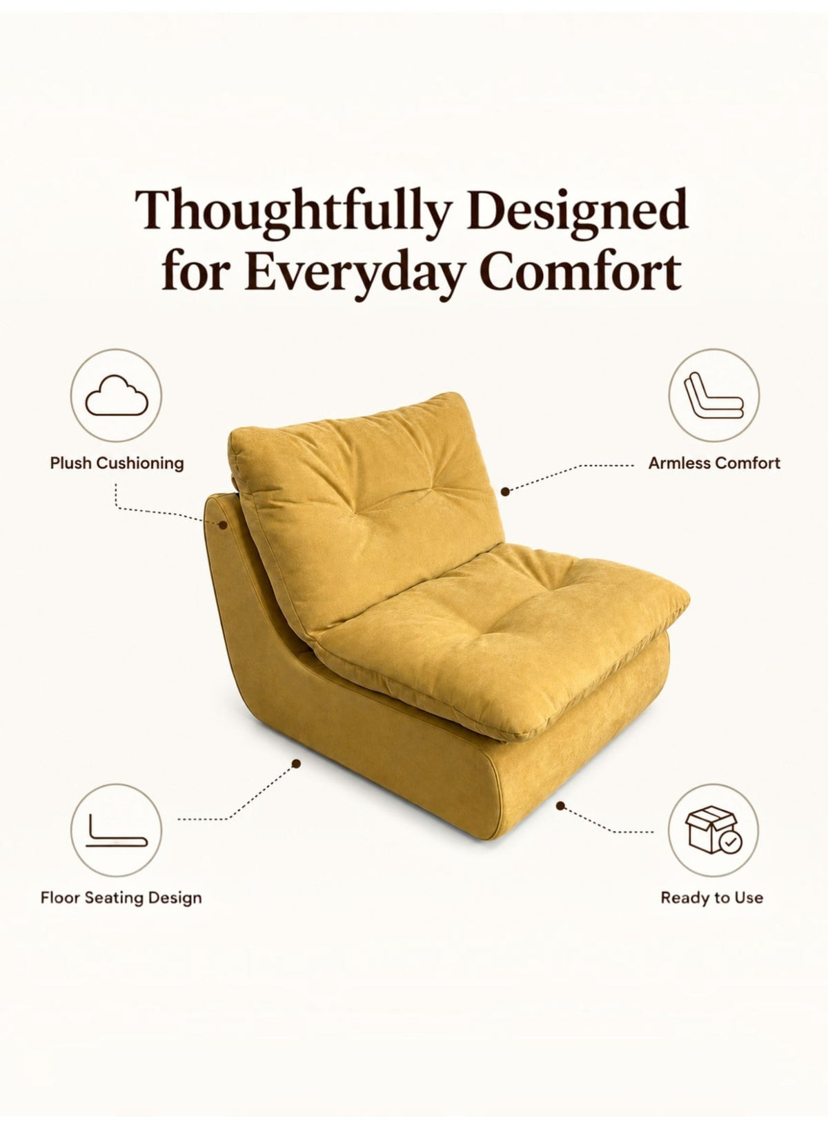 Adult Beanbag Chair – Yellow – image 5