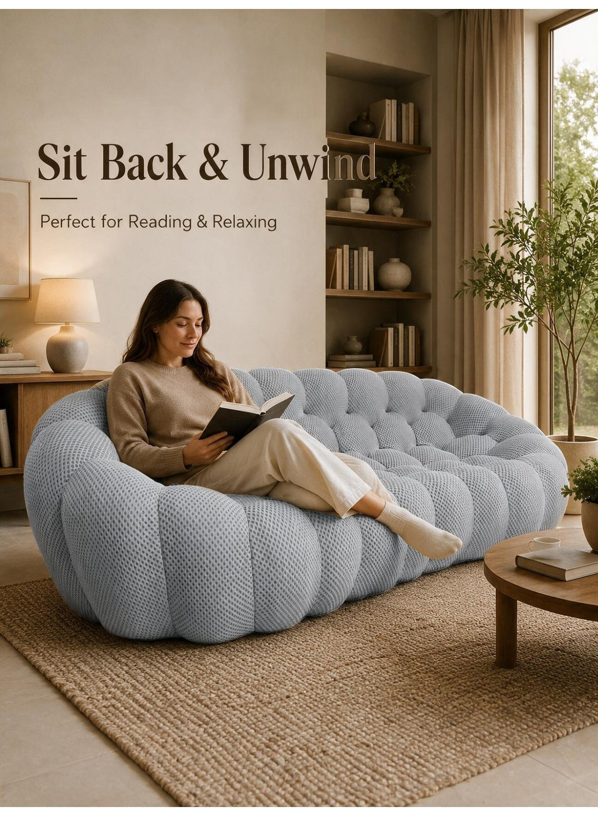 Oversized Bubble Sofa, Grey – 4-Seater