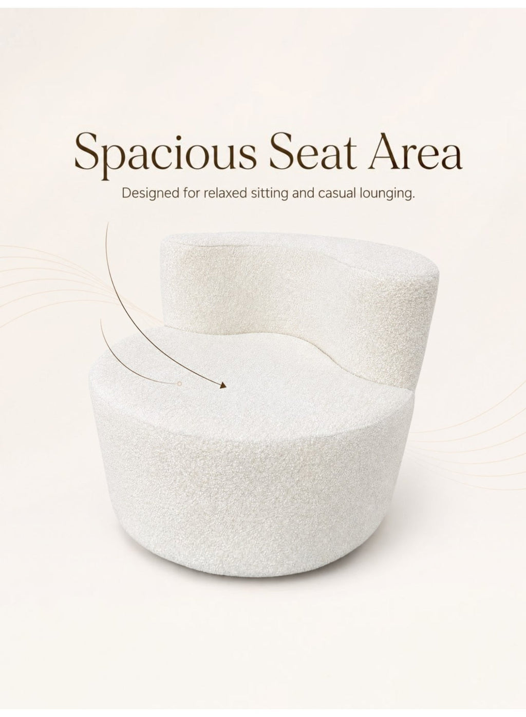 Curved Cloud Sofa, Beige – 1-Seater