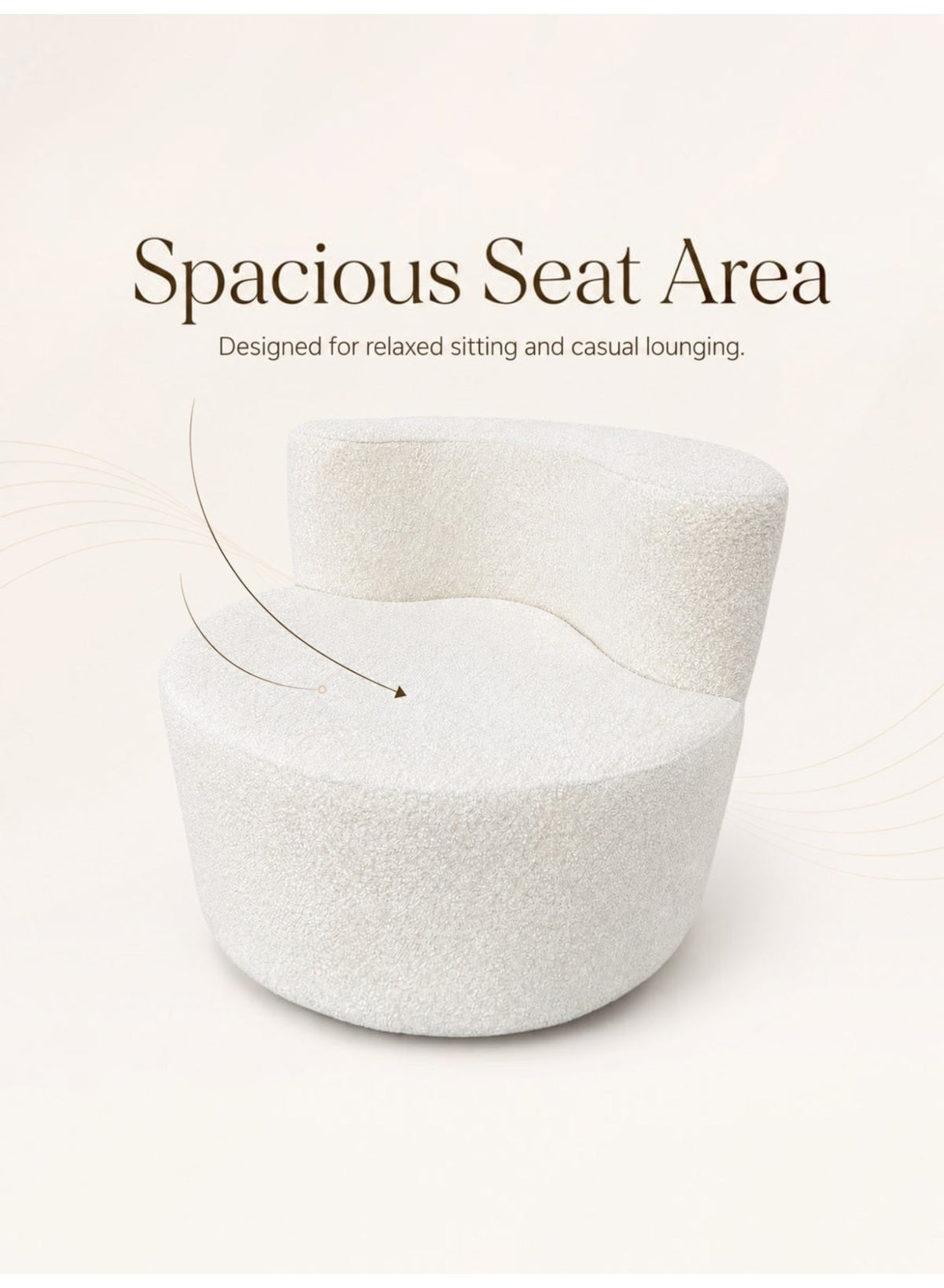 Curved Cloud Sofa, Beige – 1-Seater