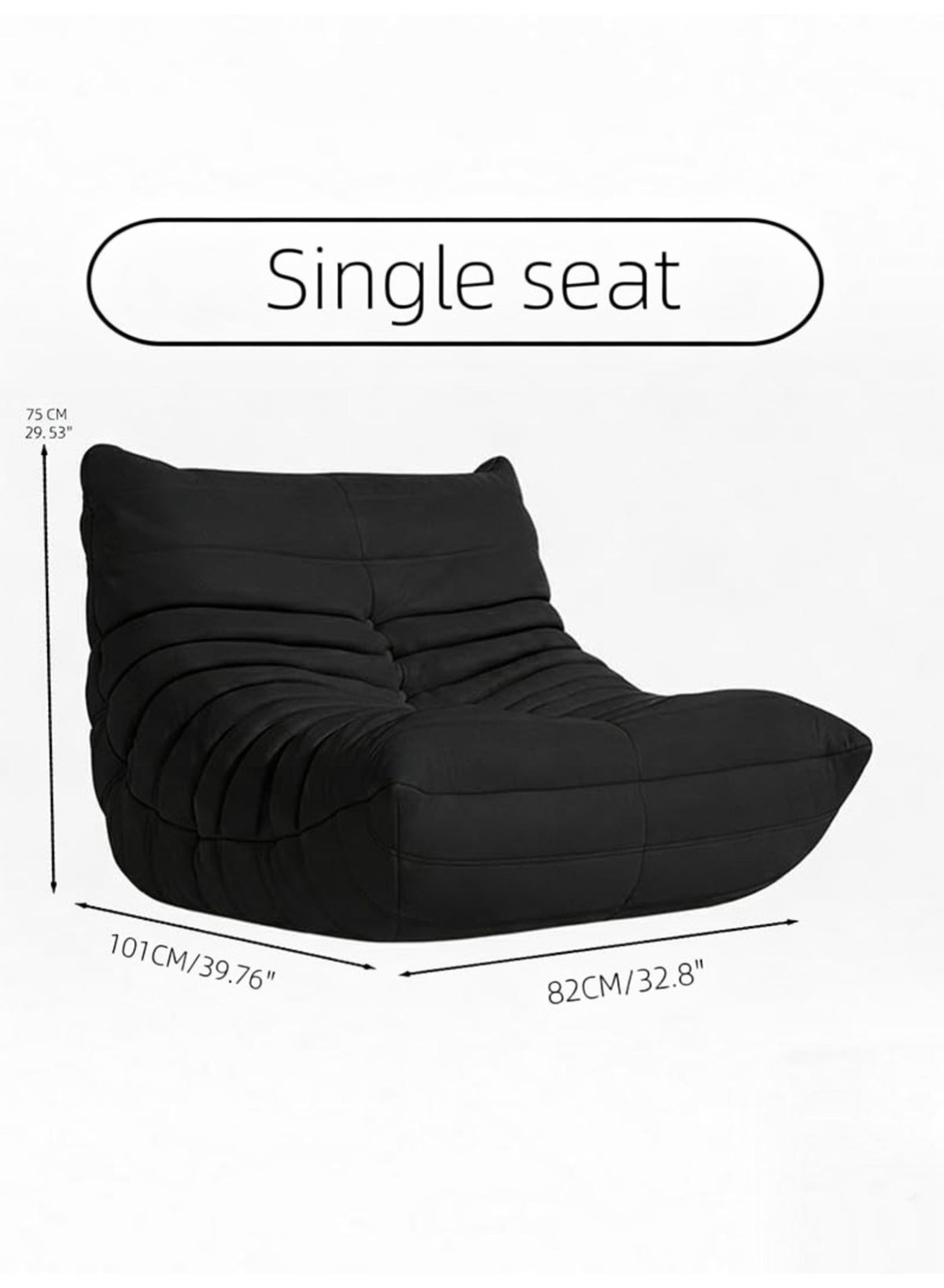 Adult Bean Bag Chair – 1-Seater / Black