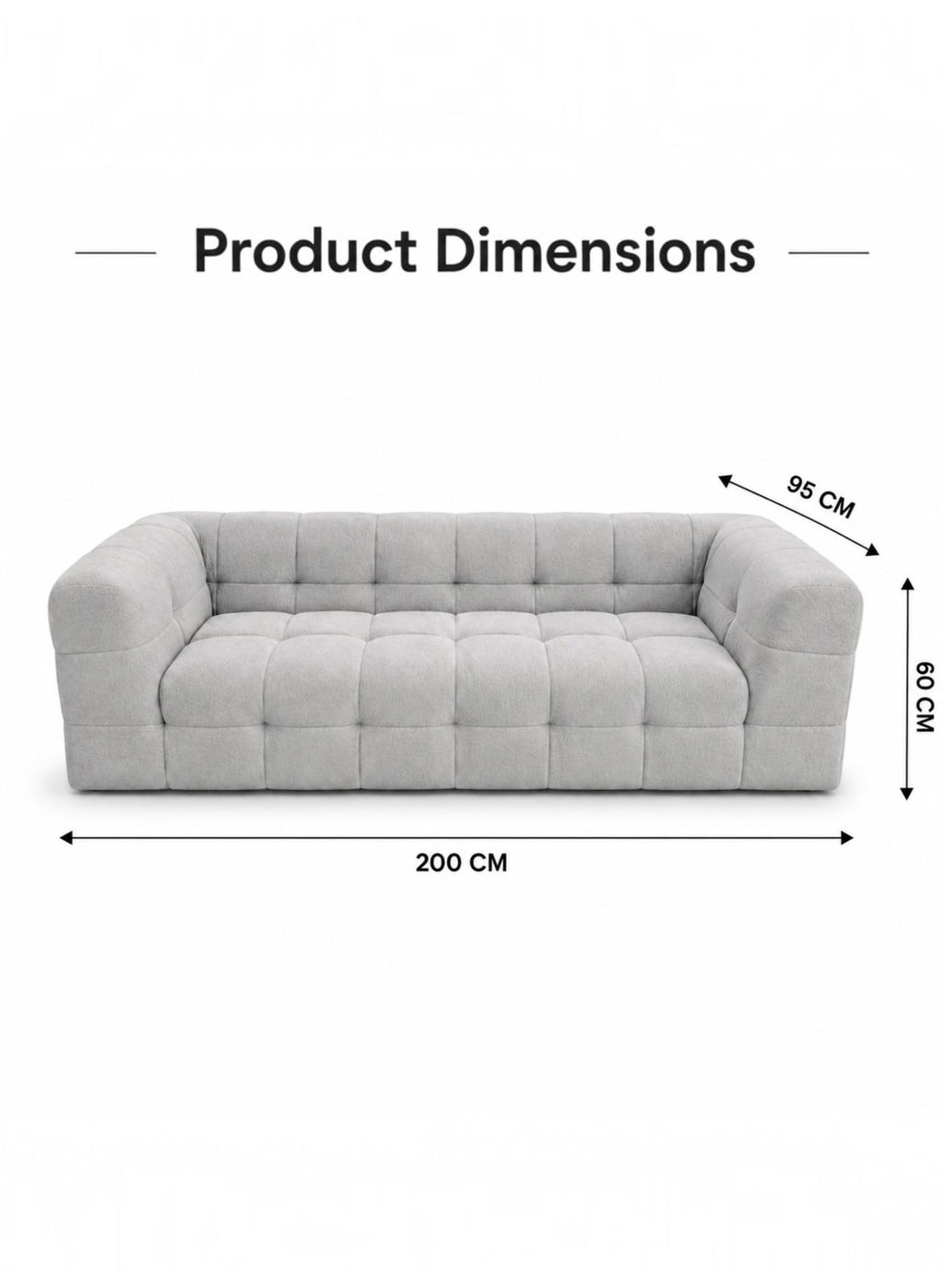 Modern Modular Sofa 200 cm – Grey