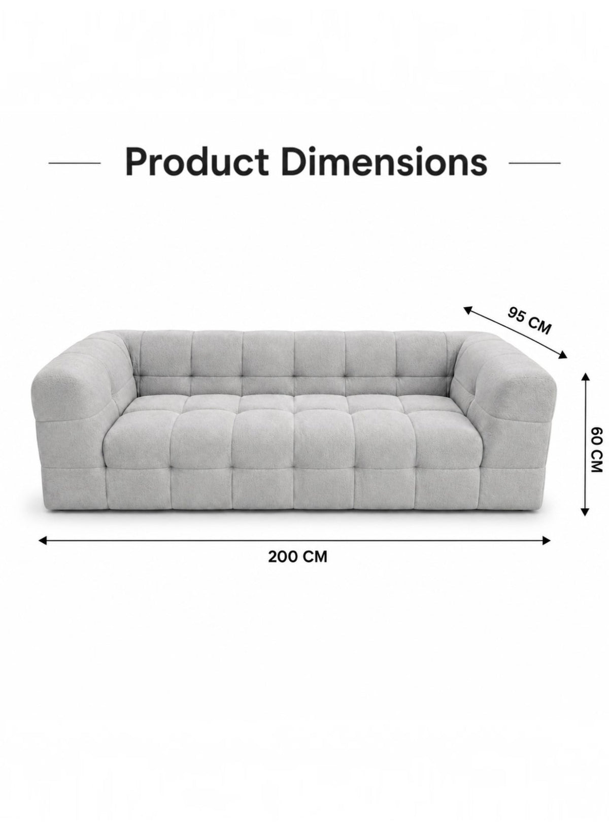Modern Modular Sofa 200 cm – Grey