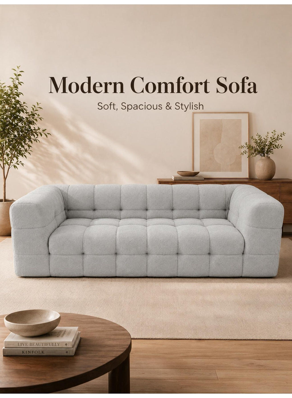 Modern Modular Sofa 200 cm – Grey
