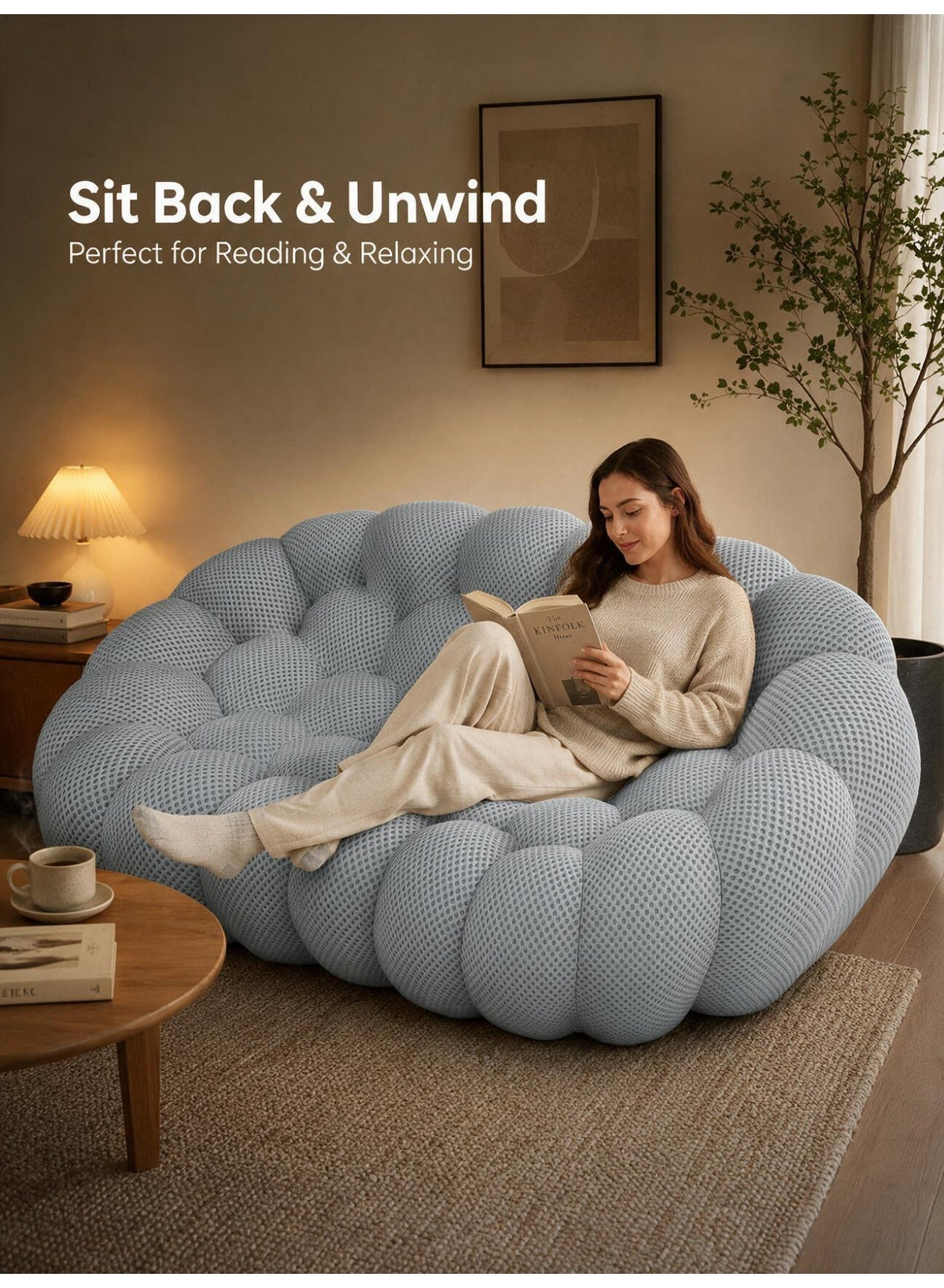Oversized Bubble Sofa, Grey – 3-Seater