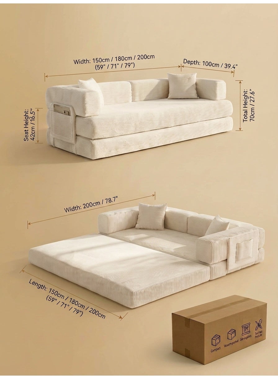 Convertible Floor Sofa Bed Pro – Vanilla White – image 14