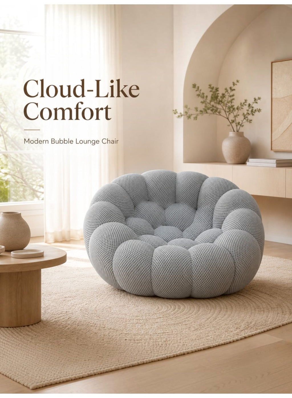 Oversized Bubble Sofa, Grey – 1-Seater