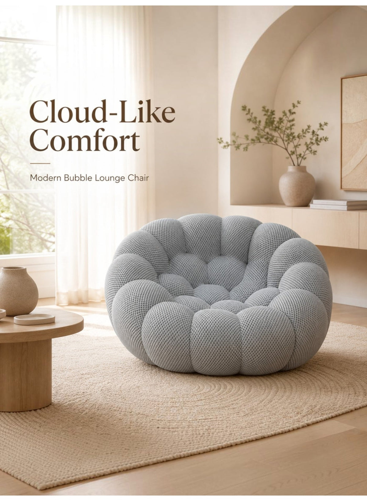 Oversized Bubble Sofa, Grey – 1-Seater