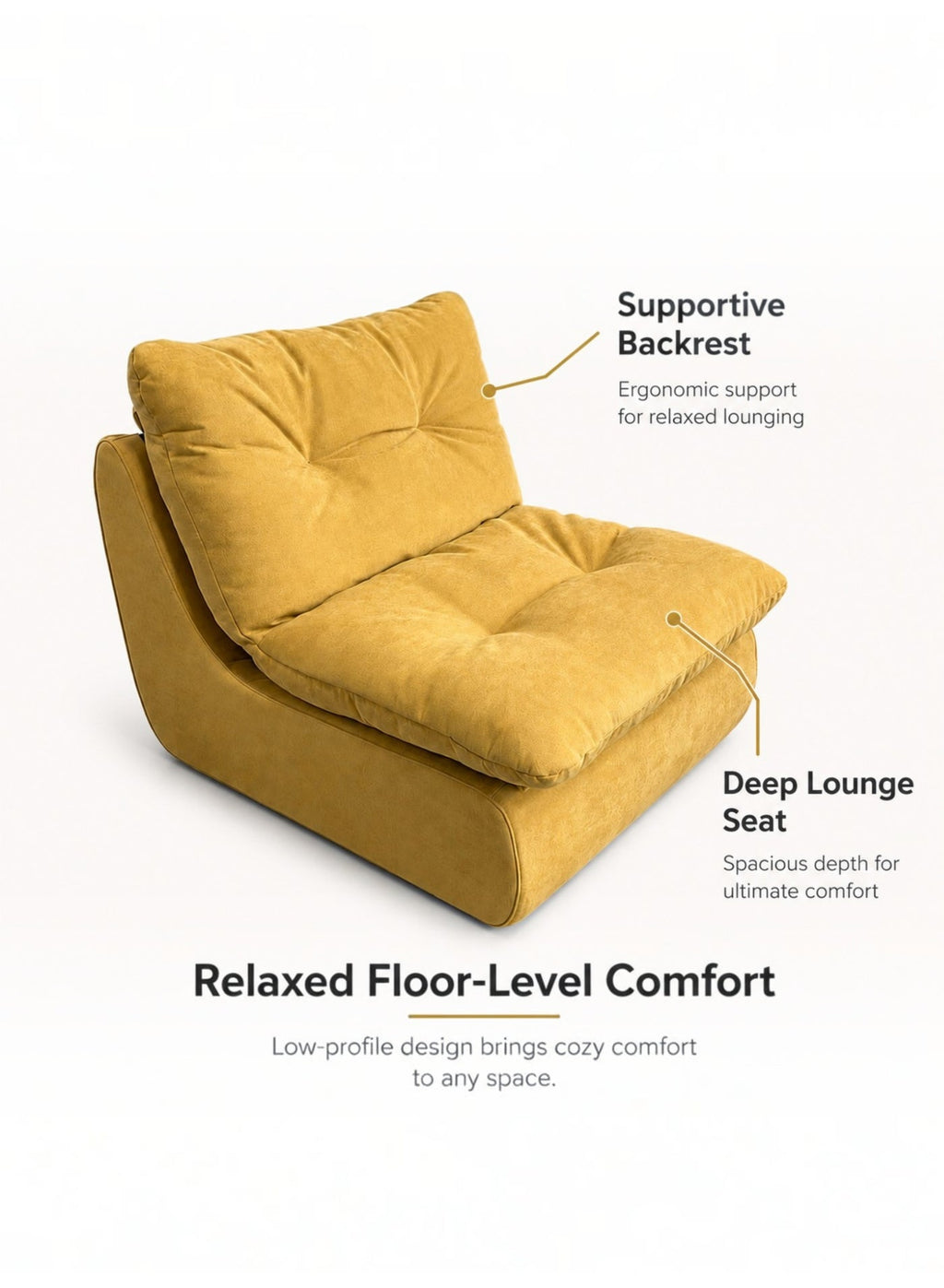 Adult Beanbag Chair – Yellow – image 7