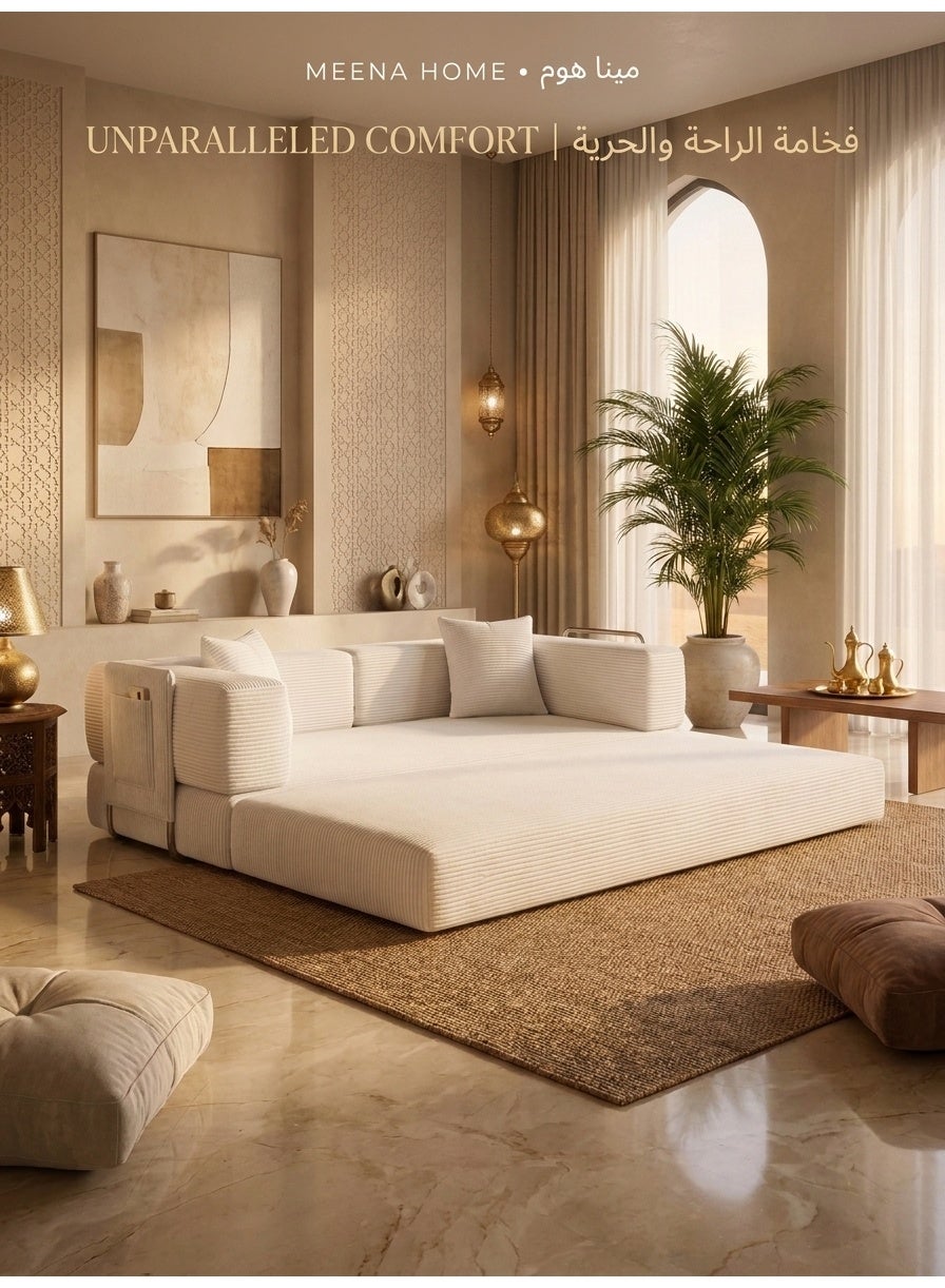 Convertible Floor Sofa Bed Pro – Vanilla White – image 2