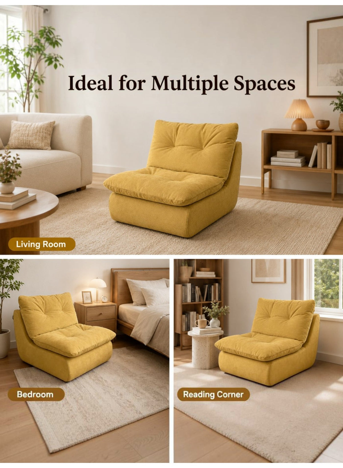 Adult Beanbag Chair – Yellow – image 3