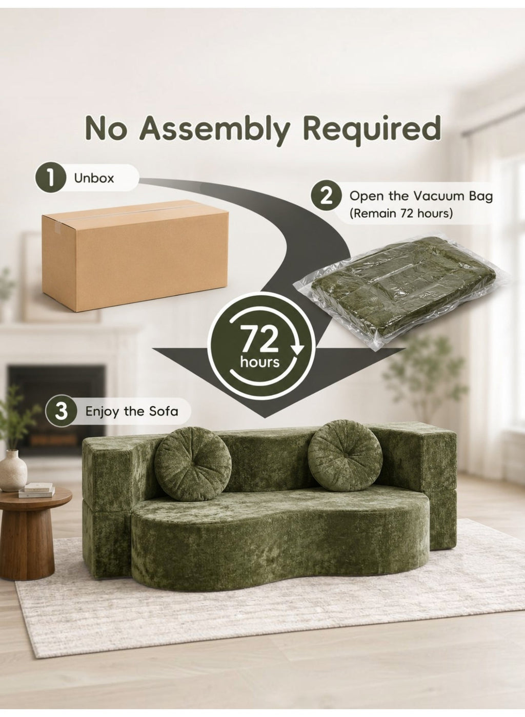 Folding Futon Sofa Bed – Green – image 6